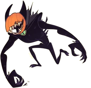 Pumpkin Head Cartoon Creature Illustration PNG image