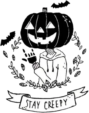 Pumpkin Head Creepy Illustration PNG image