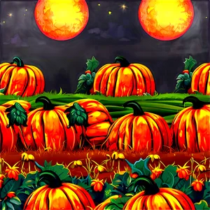 Pumpkin Patch And Full Moon Png 90 PNG image