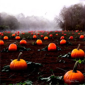 Pumpkin Patch On A Foggy Day PNG 9