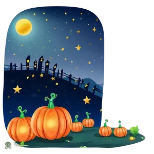 Pumpkin Patch Under Starry Sky Png 20 PNG image