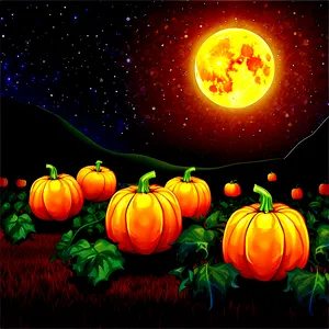 Pumpkin Patch Under Starry Sky Png 29 PNG image