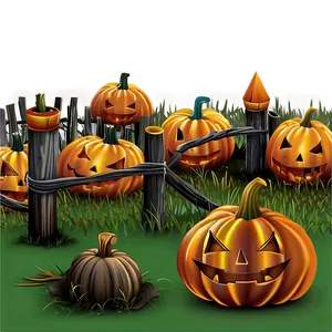 Pumpkin Patch With Halloween Decor Png 06122024 PNG image