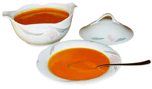 Pumpkin Soup Serving Set PNG image