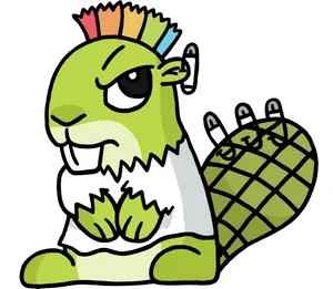 Punk Rock Green Dinosaur Cartoon PNG image