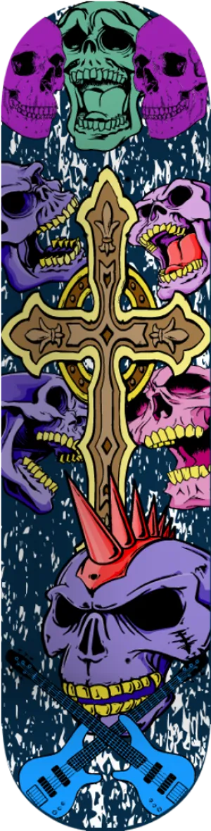 Punk Skateboard Design Skullsand Cross PNG image