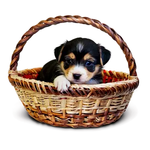 Puppy In Basket PNG 5