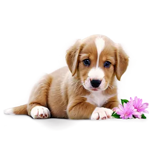 Puppy With Flowers PNG Ful PNG