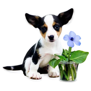 Puppy With Flowers PNG Kuc