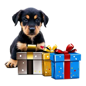 Puppy With Presents Png Vru92 PNG image