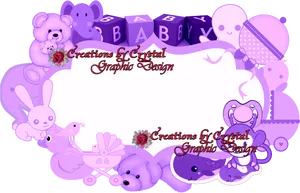 Purple Baby Themed Graphic Design PNG