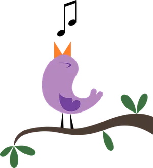 Purple Bird Illustrationon Branch