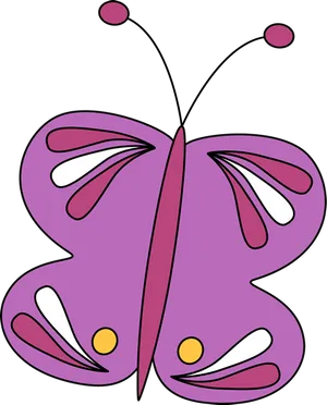 Purple Butterfly Cartoon Illustration PNG image