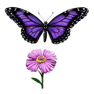Purple Butterfly On Flower Png Adk PNG image