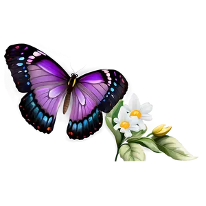 Purple Butterfly On Flower Png Qas PNG image