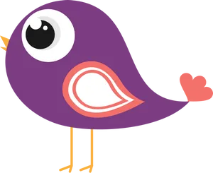 Purple Cartoon Bird Illustration