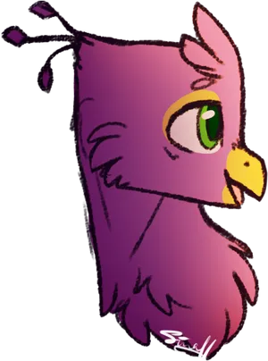 Purple Cartoon Bird Sketch PNG