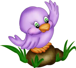 Purple Cartoon Bird Waving PNG image