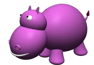 Purple Cartoon Hippopotamus PNG image