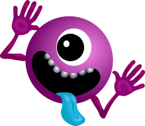 Purple Cartoon Monster Sticking Out Tongue