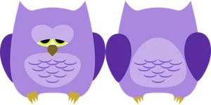 Purple Cartoon Owls Illustration PNG image