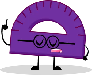 Purple Cartoon Protractor Character PNG