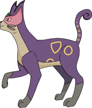 Purple Cat Creature Illustration PNG image