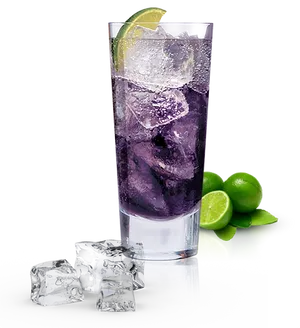 Purple Cocktailwith Lime Garnish PNG image