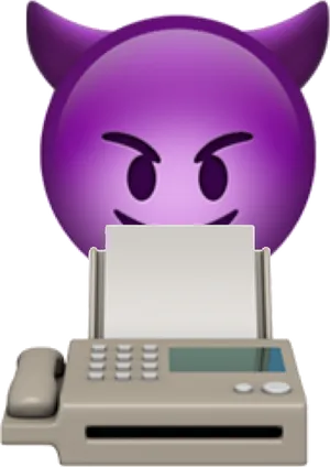 Purple Devil Emoji Fax Machine PNG image