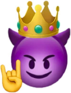 Purple Devil Emoji Wearing Crown PNG image