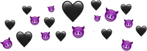 Purple Deviland Black Hearts Pattern PNG image