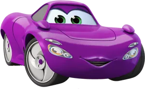 Purple Disney Car Character Smiling PNG image