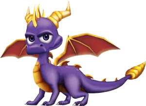 Purple Dragon Character PNG image