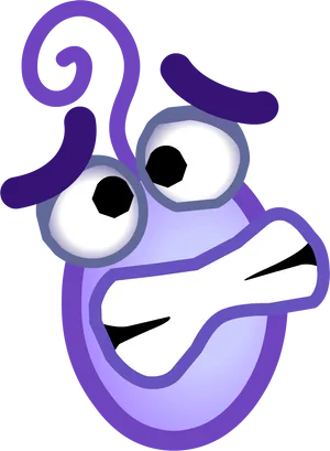 Purple Faced Cartoon Emoji Graphic PNG image