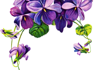 Purple Floral Leaf Border Design PNG image