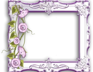 Purple Floral Photo Frame PNG image