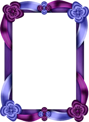Purple Floral Photo Frame Design PNG