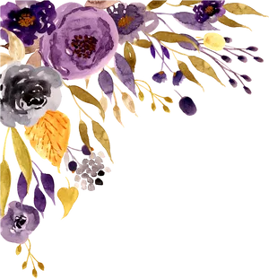 Purple_ Floral_ Watercolor_ Border PNG image