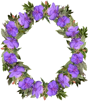 Purple Floral Wreath Frame PNG image