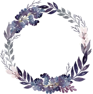 Purple_ Floral_ Wreath_ Watercolor PNG image