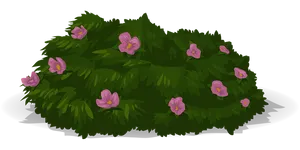 Purple Flowerson Green Shrubbery