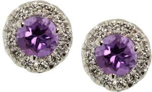 Purple Gemstone Stud Earrings