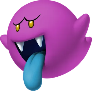 Purple Ghost Character Tongue Out PNG