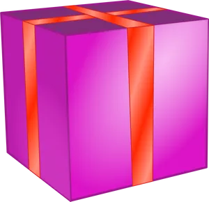 Purple Gift Boxwith Orange Ribbon PNG image