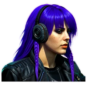 Purple Hair Cyberpunk Hacker PNG Bmv44 PNG
