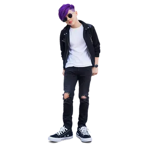 Purple Hair Emo Teen Character PNG 8 PNG