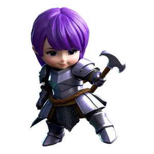 Purple Hair Fantasy Knight PNG 06272024