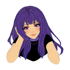 Purple Hair Kawaii Character PNG 06272024