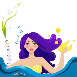 Purple Hair Mermaid Underwater Scene Png Kpb14 PNG image