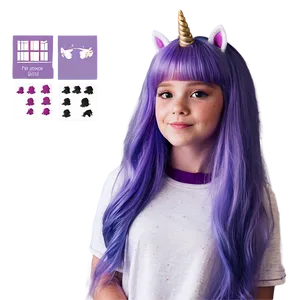 Purple Hair Unicorn Princess Png Hty PNG image